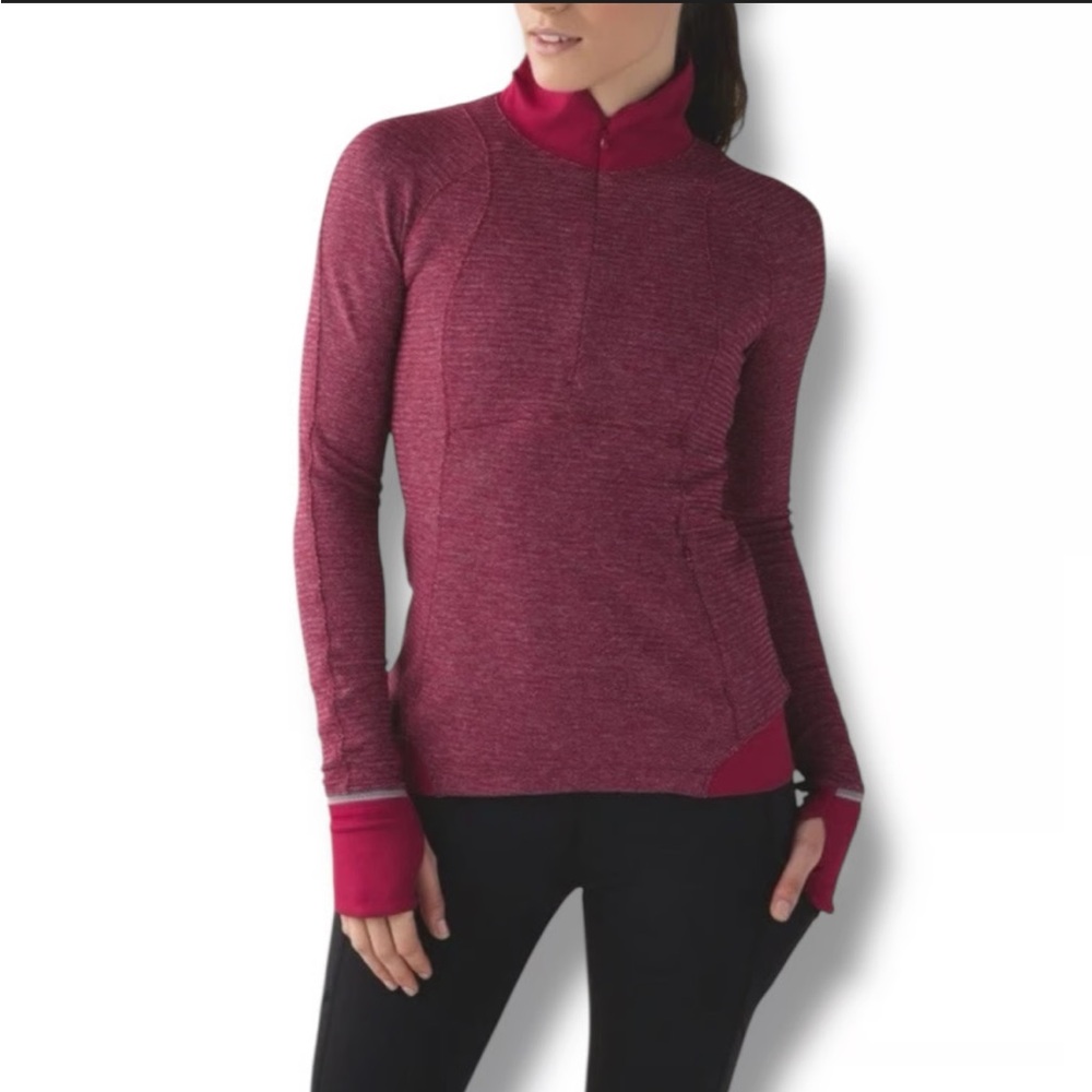 Lululemon Runderful 1/2 Zip Space Dye Camo Berry Rumble - Size 4